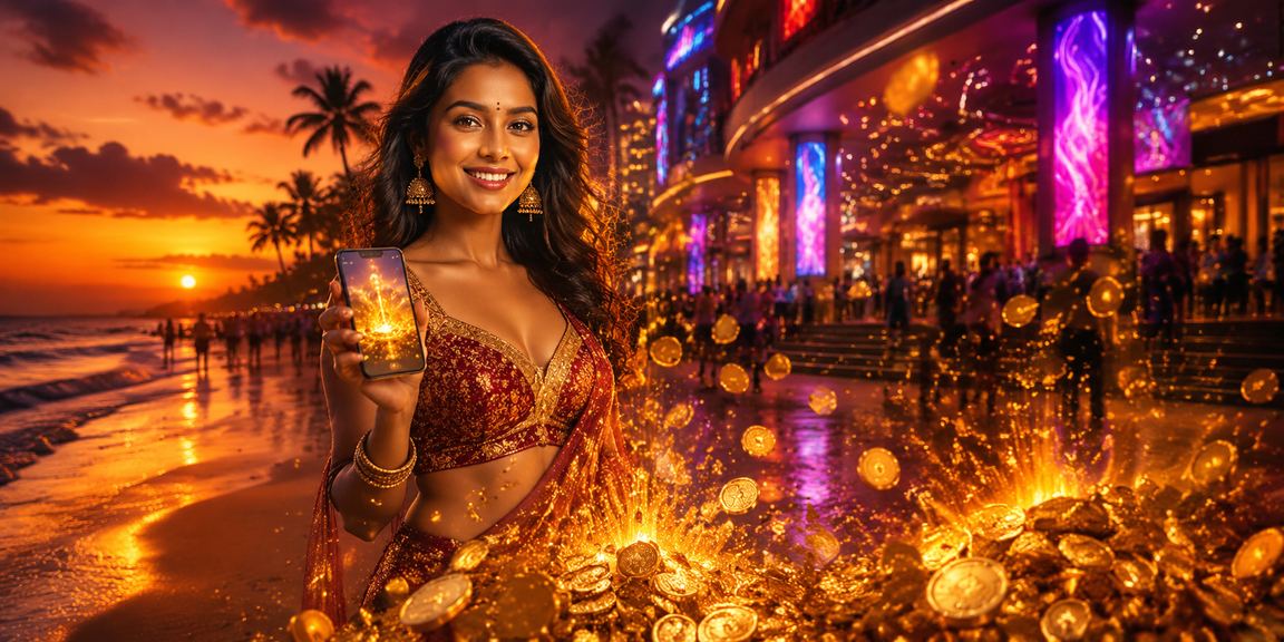 Modern Indian gaming app on beach setting
